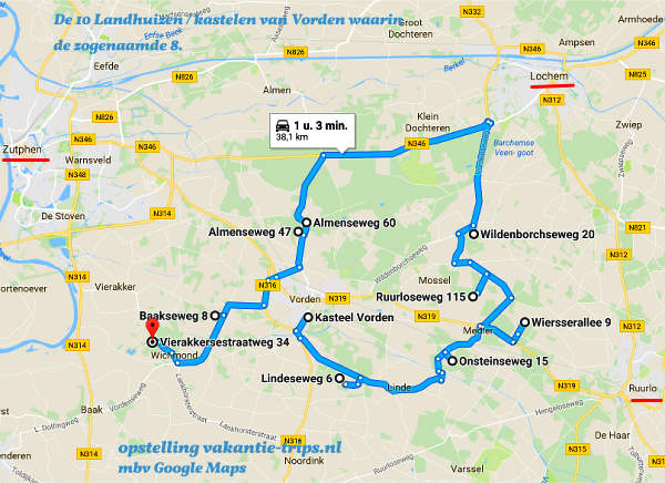 kaart autoroute 10 van Vorden = Achterhoek van Gelderland